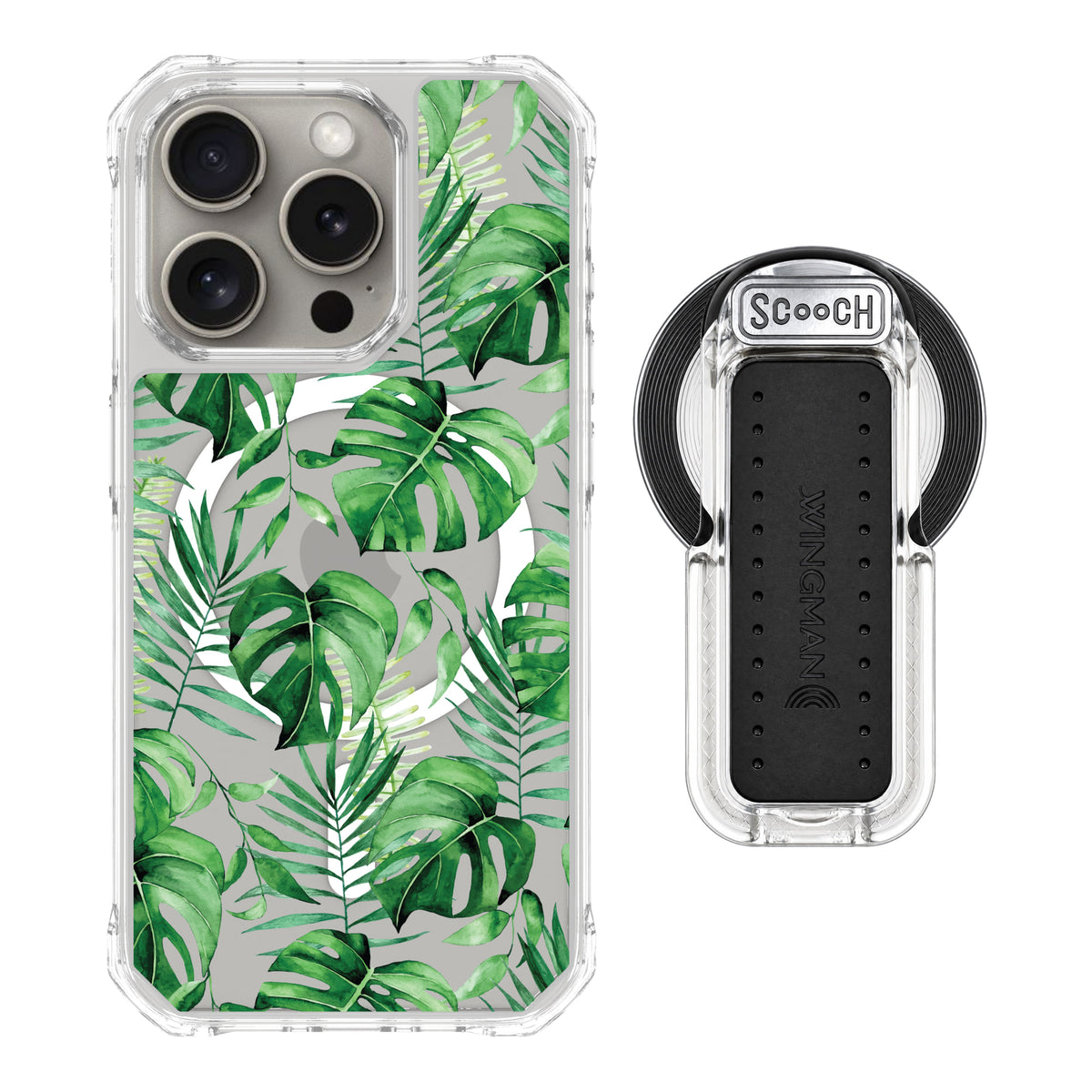 Scooch MagCase Monstera for iPhone 15 Pro with MagSafe Wingback - Clear