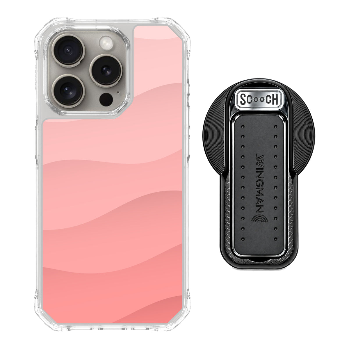 Scooch MagCase Pink Waves for iPhone 15 Pro with MagSafe Wingback - Black