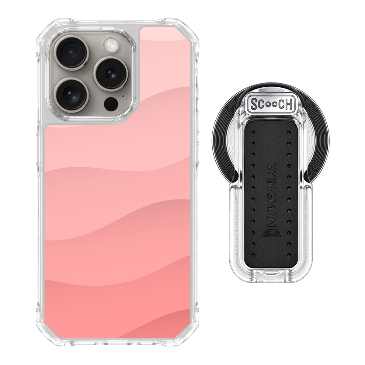 Scooch MagCase Pink Waves for iPhone 15 Pro with MagSafe Wingback - Clear