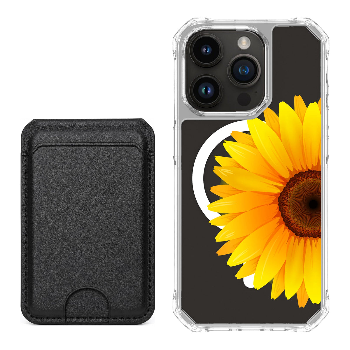 Scooch MagCase Sunflower for iPhone 15 Pro with Black MagWallet