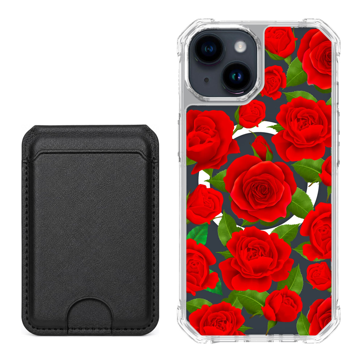 Scooch MagCase Rose Garden for iPhone 15 with Black MagWallet