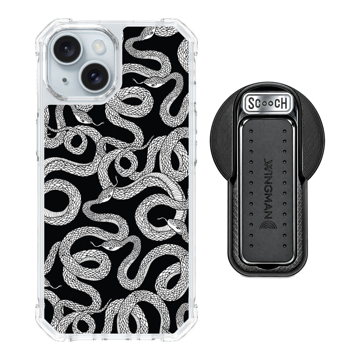 Scooch MagCase Snakes for iPhone 15 with MagSafe Wingback - Black