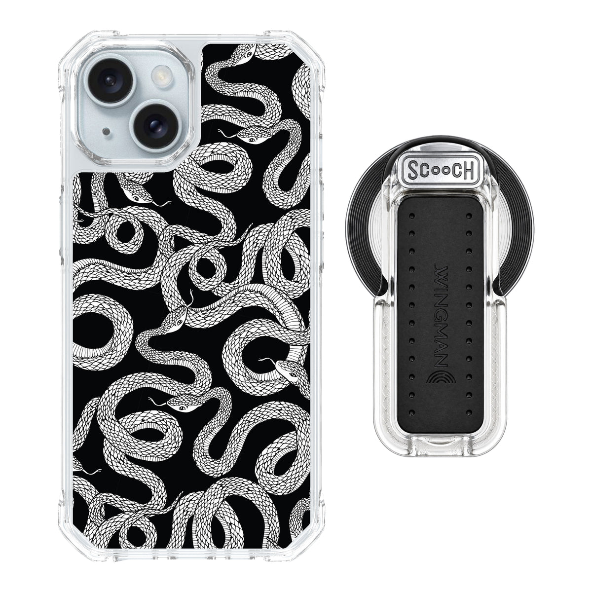Scooch MagCase Snakes for iPhone 15 with MagSafe Wingback - Clear