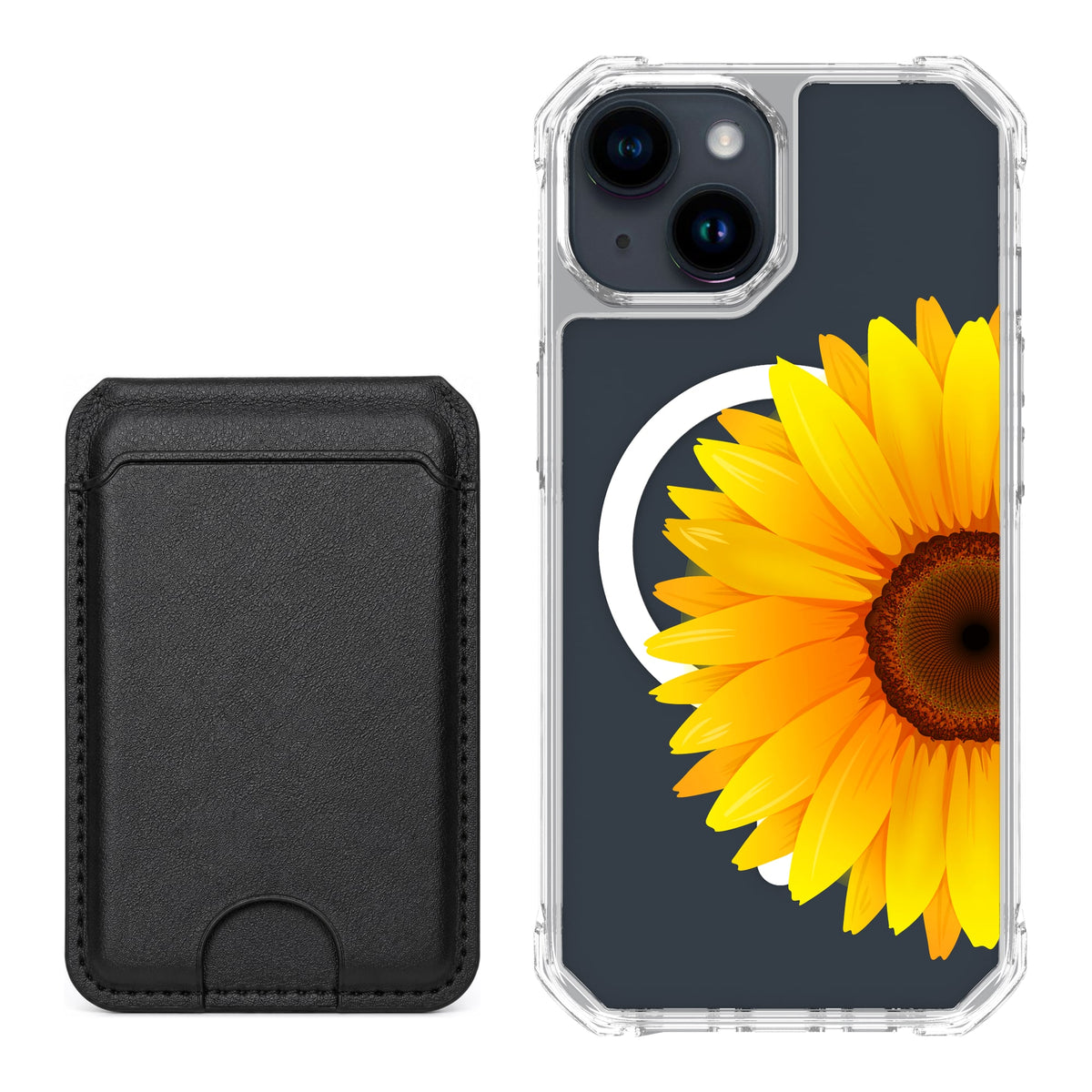 Scooch MagCase Sunflower for iPhone 15 with Black MagWallet