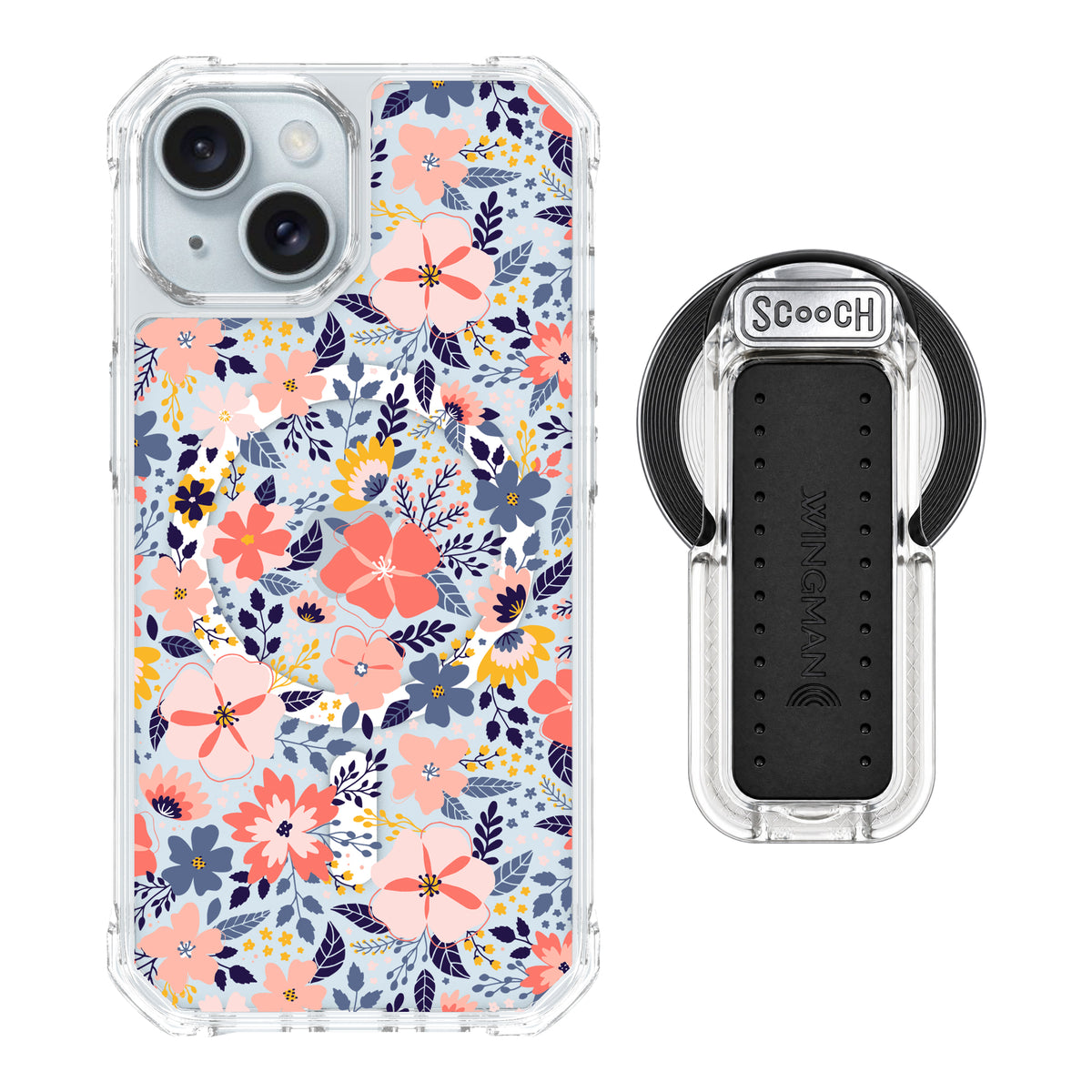 Scooch MagCase Wildflowers for iPhone 15 with MagSafe Wingback - Clear