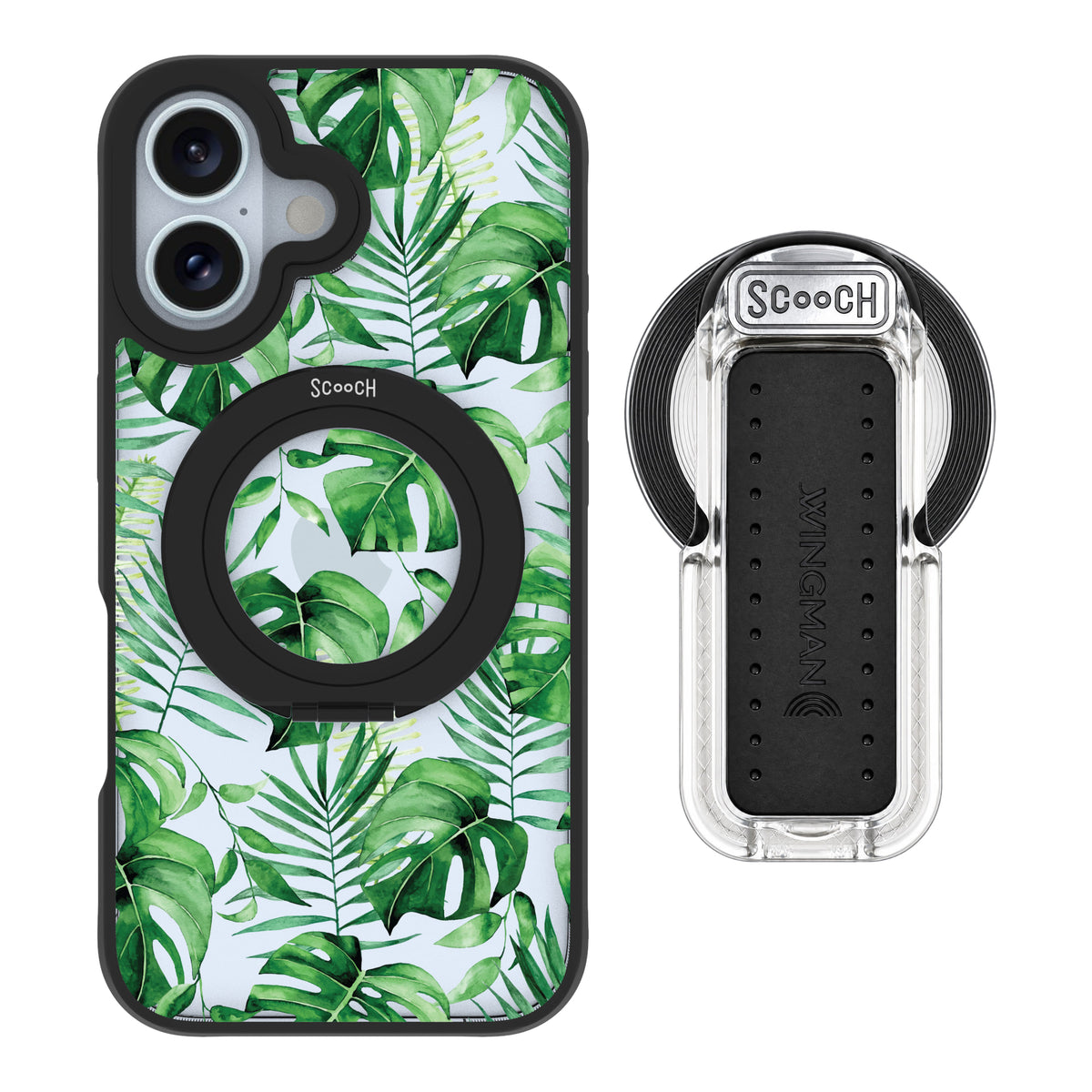 Scooch HaloCase Monstera for iPhone 16 with MagSafe Wingback - Clear