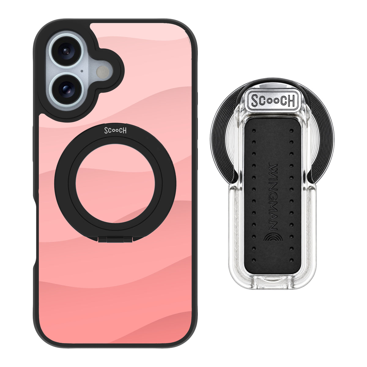 Scooch HaloCase Pink Waves for iPhone 16 with MagSafe Wingback - Clear
