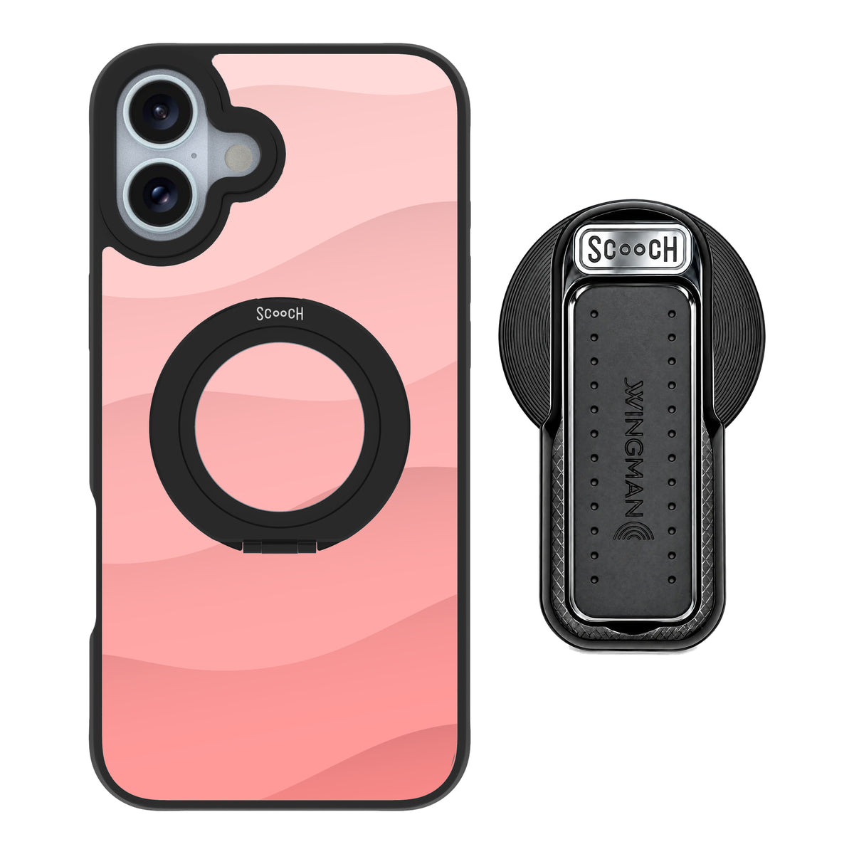 Scooch HaloCase Pink Waves for iPhone 16 Plus with MagSafe Wingback - Black