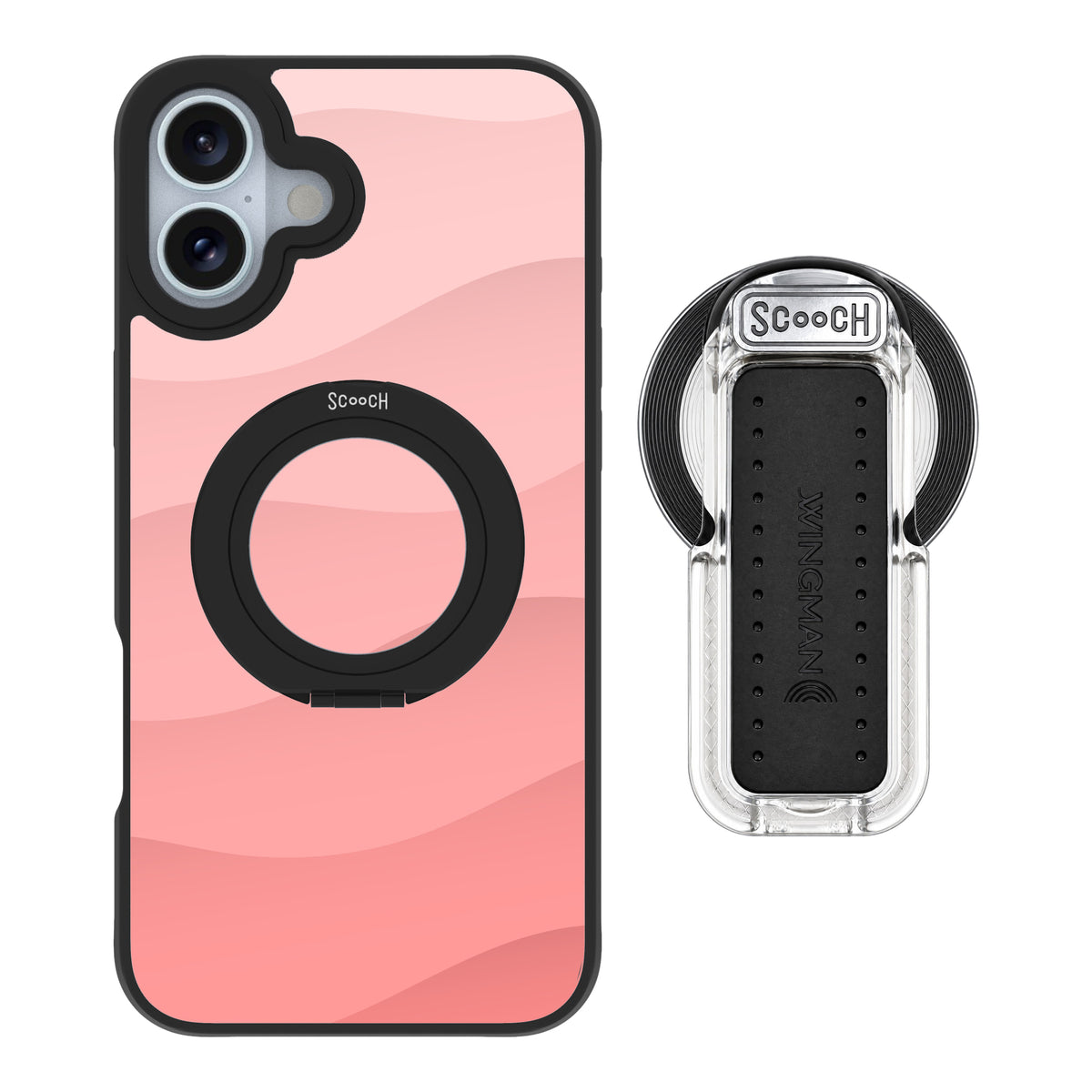 Scooch HaloCase Pink Waves for iPhone 16 Plus with MagSafe Wingback - Clear