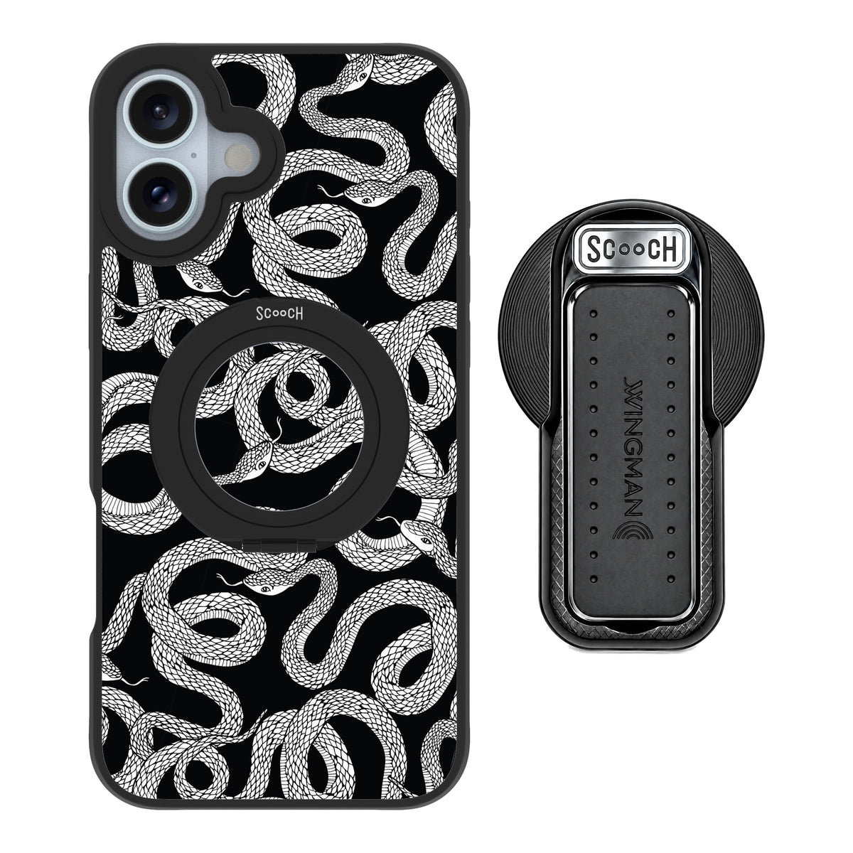Scooch HaloCase Snakes for iPhone 16 Plus with MagSafe Wingback - Black