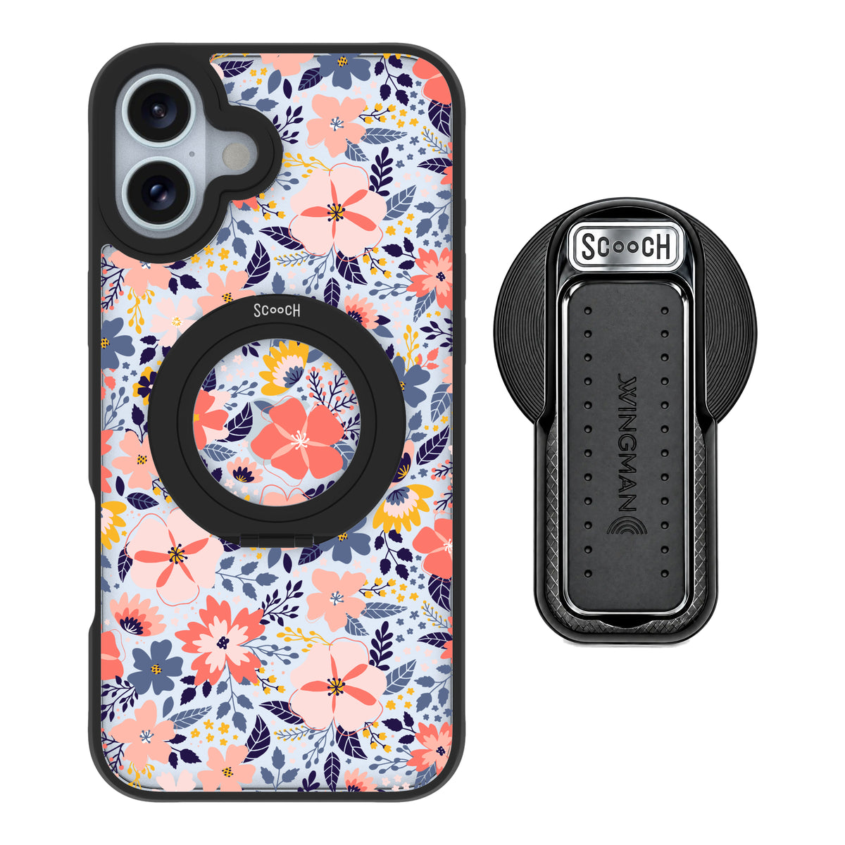 Scooch HaloCase Wildflowers for iPhone 16 Plus with MagSafe Wingback - Black