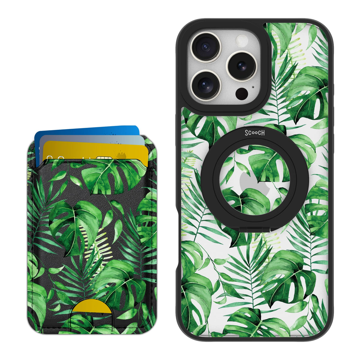Scooch HaloCase Monstera for iPhone 16 Pro Max with Matching MagWallet