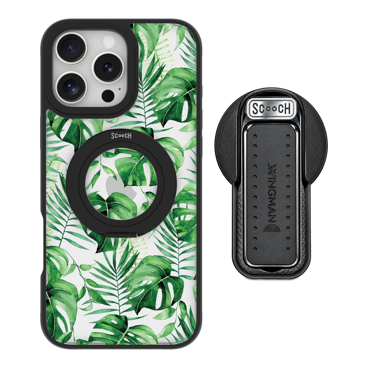 Scooch HaloCase Monstera for iPhone 16 Pro Max with MagSafe Wingback - Black