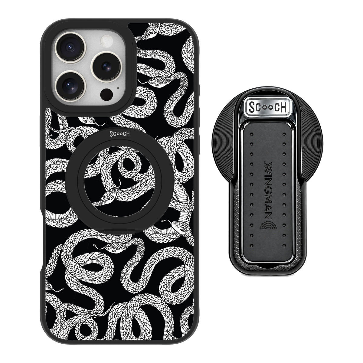 Scooch HaloCase Snakes for iPhone 16 Pro Max with MagSafe Wingback - Black