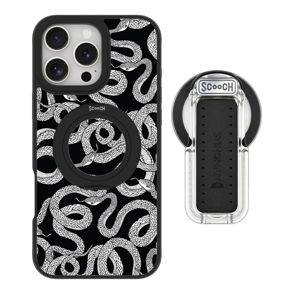 Scooch HaloCase Snakes for iPhone 16 Pro Max with MagSafe Wingback - Clear