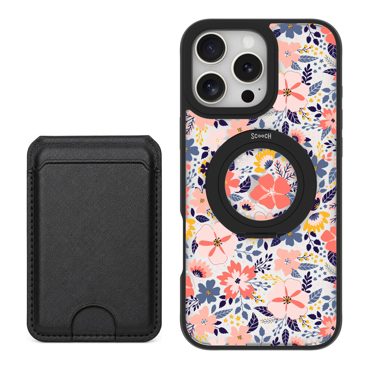 Scooch HaloCase Wildflowers for iPhone 16 Pro Max with Black MagWallet