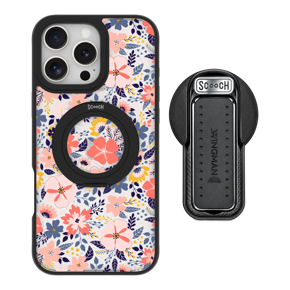 Scooch HaloCase Wildflowers for iPhone 16 Pro Max with MagSafe Wingback - Black