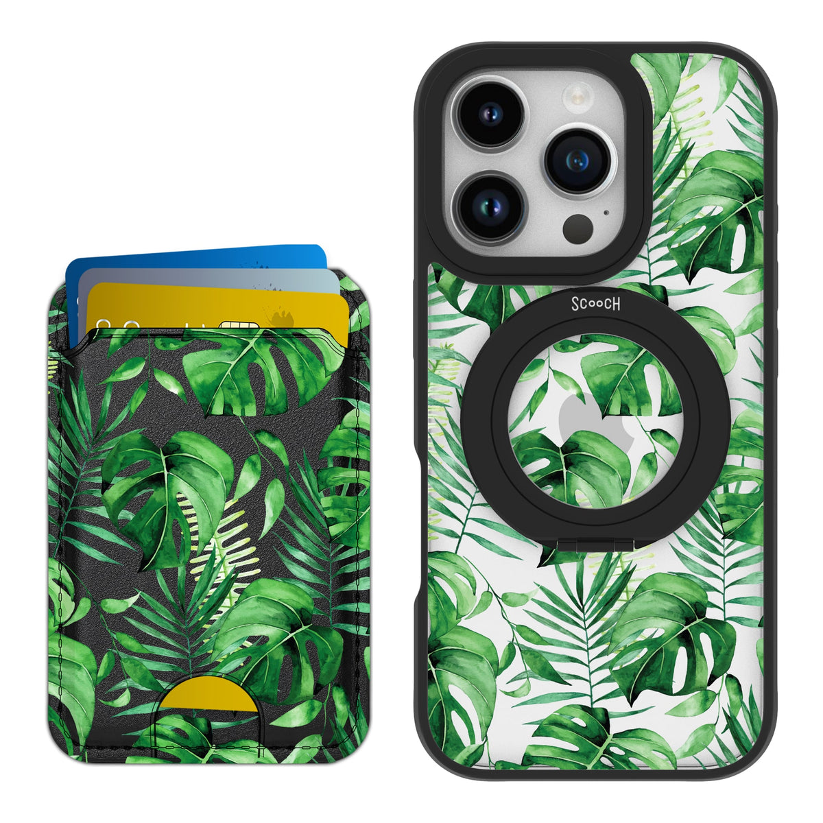 Scooch HaloCase Monstera for iPhone 16 Pro with Matching MagWallet
