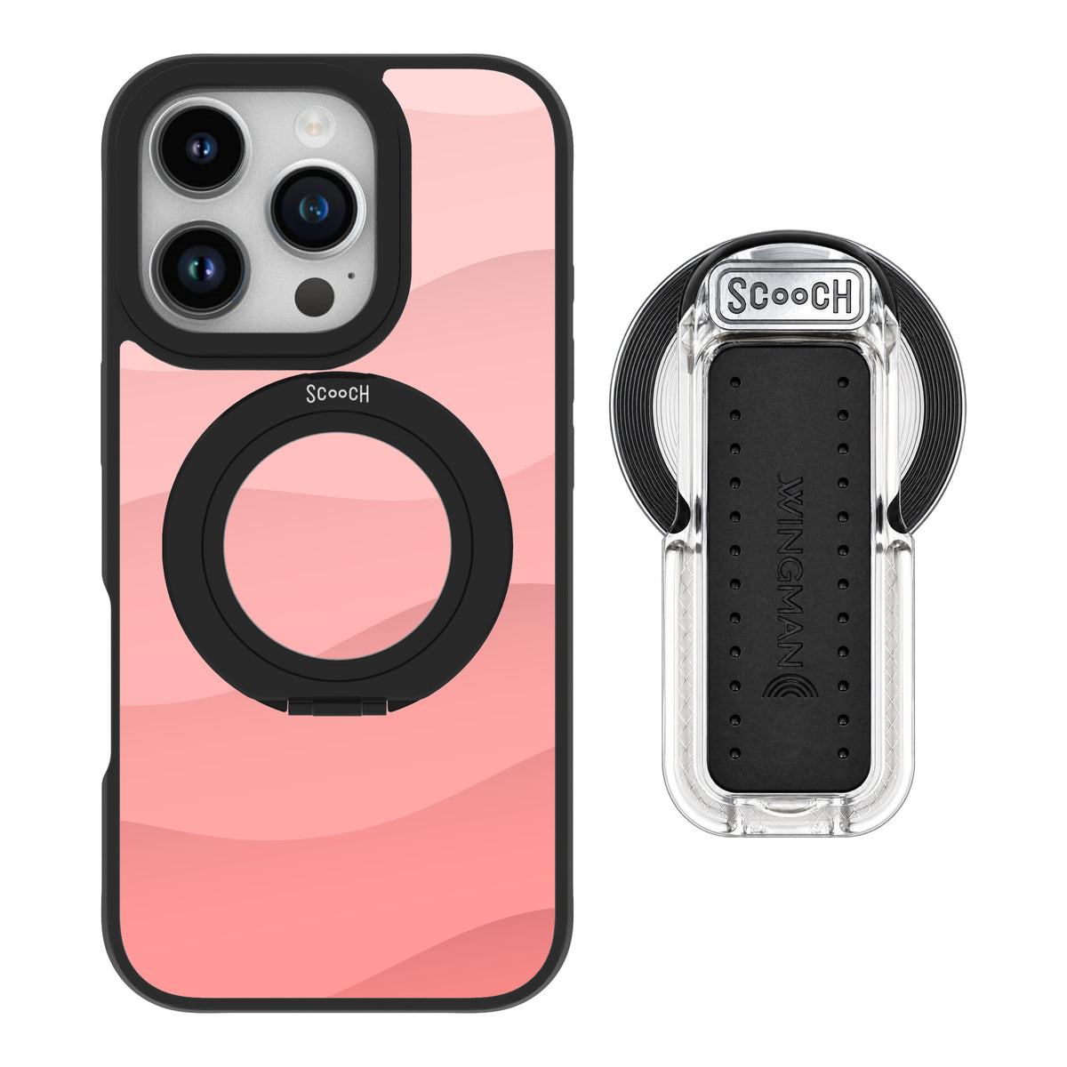 Scooch HaloCase Pink Waves for iPhone 16 Pro with MagSafe Wingback - Clear