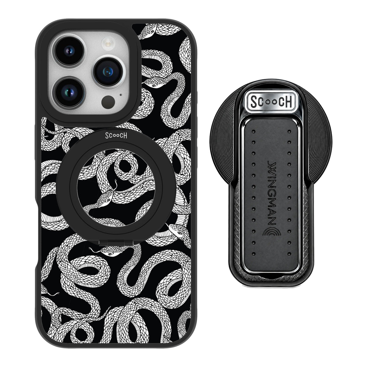 Scooch HaloCase Snakes for iPhone 16 Pro with MagSafe Wingback - Black