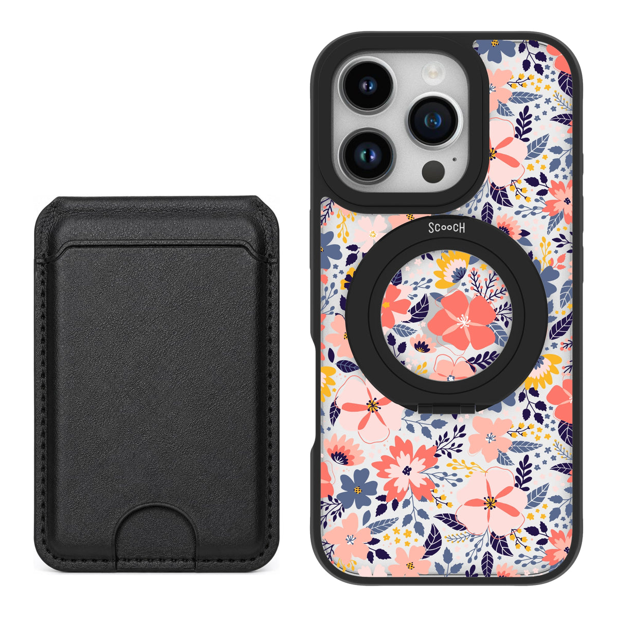 Scooch HaloCase Wildflowers for iPhone 16 Pro with Black MagWallet