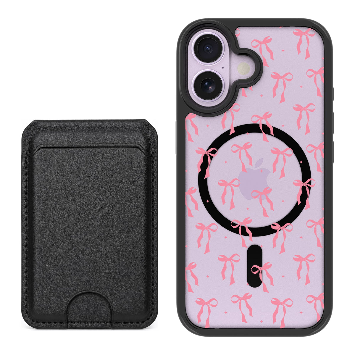 Scooch MagCase Pink Bows for iPhone 17 with Black MagWallet