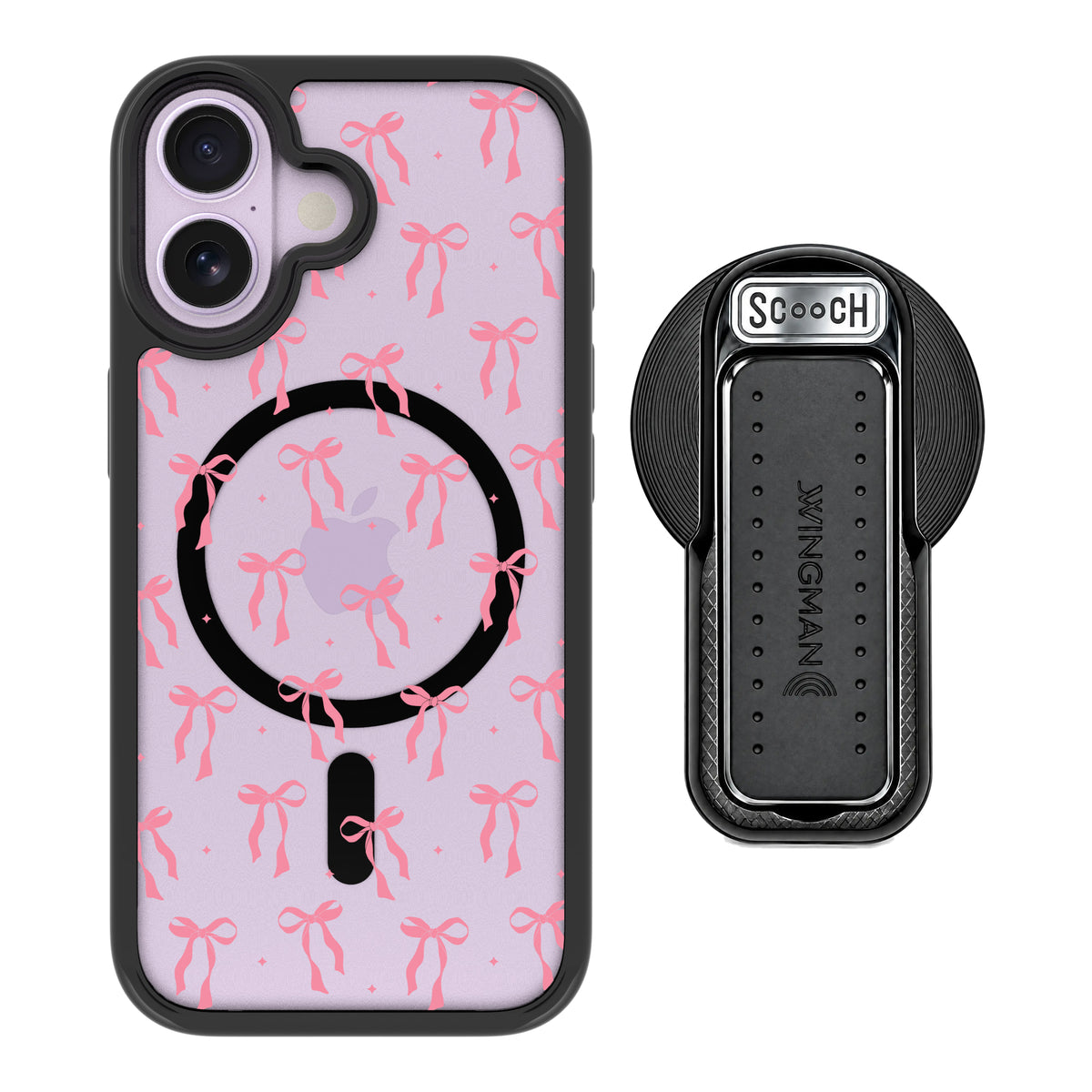 Scooch MagCase Pink Bows for iPhone 17 with MagSafe Wingback - Black