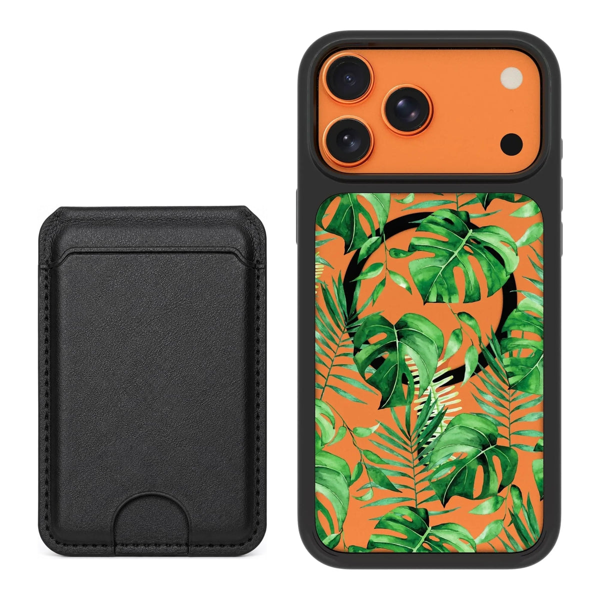 Scooch MagCase Monstera for iPhone 17 Pro Max with Black MagWallet