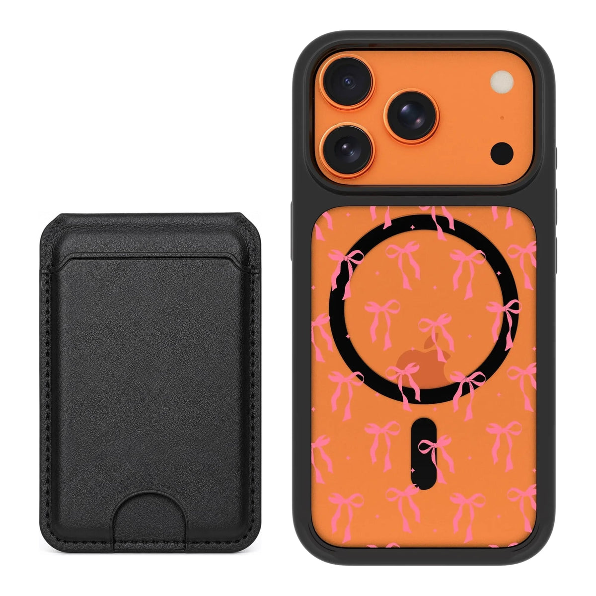 Scooch MagCase Pink Bows for iPhone 17 Pro with Black MagWallet