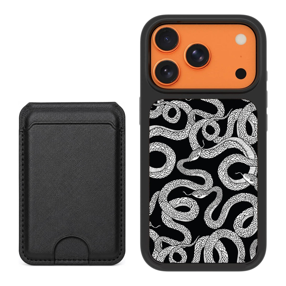Scooch MagCase Snakes for iPhone 17 Pro with Black MagWallet