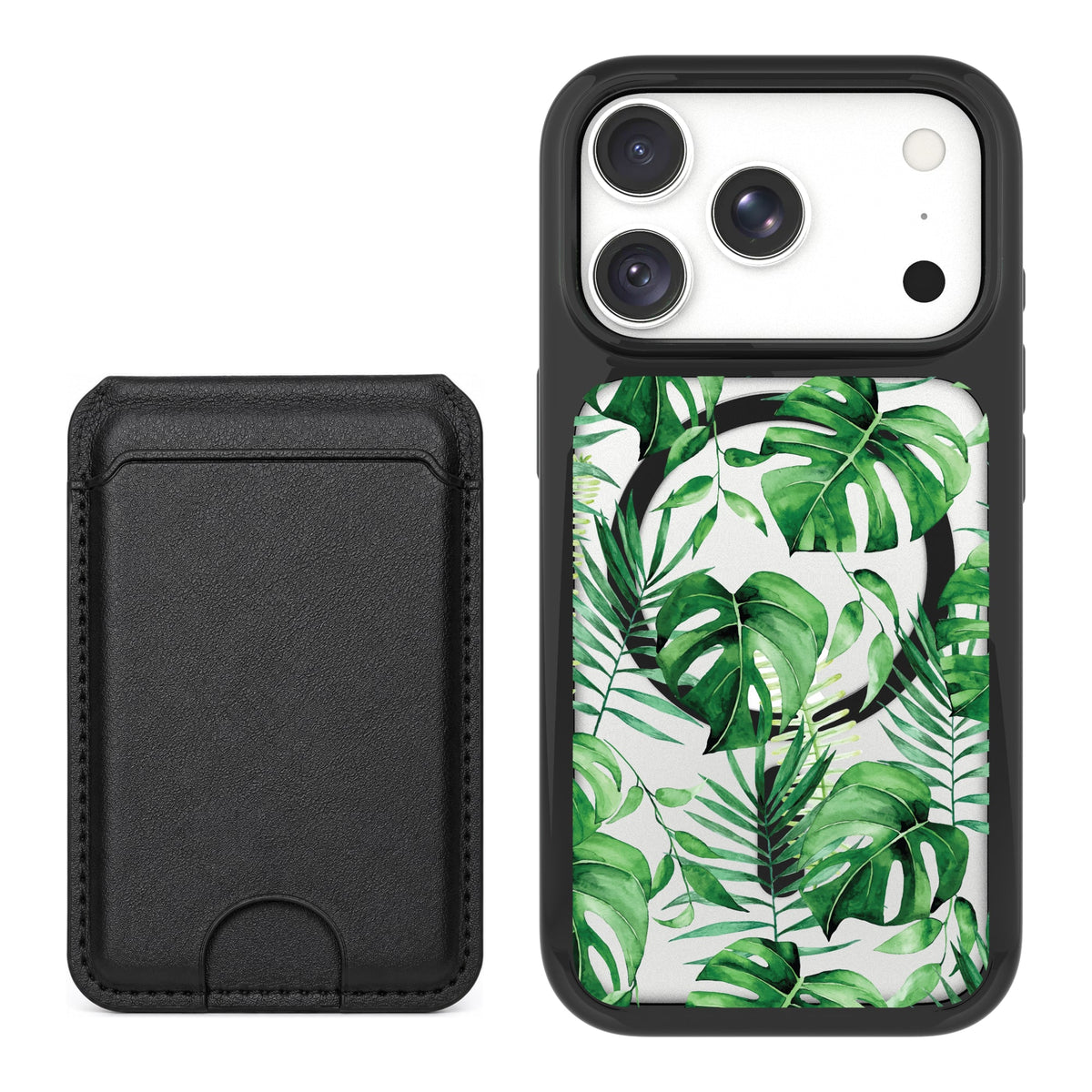 Scooch MagCase Monstera for iPhone 18 Pro Max with Black MagWallet