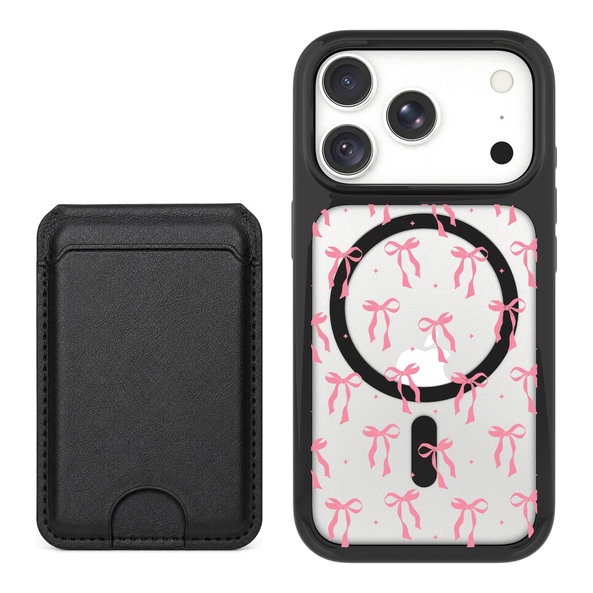 Scooch MagCase Pink Bows for iPhone 18 Pro Max with Black MagWallet