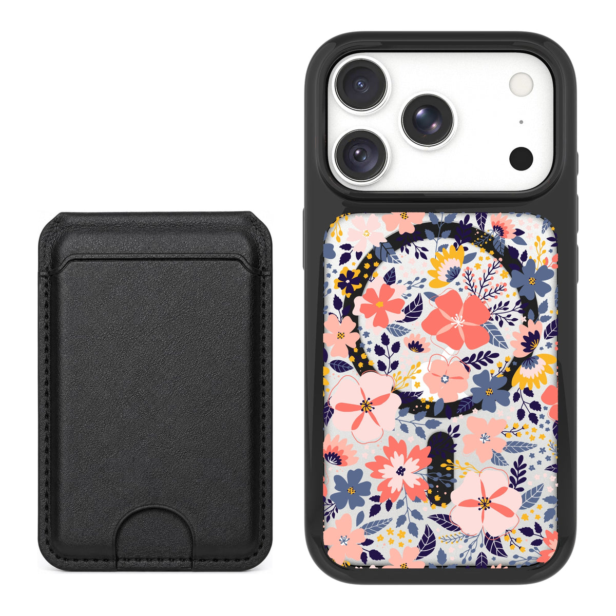 Scooch MagCase Wildflowers for iPhone 18 Pro Max with Black MagWallet