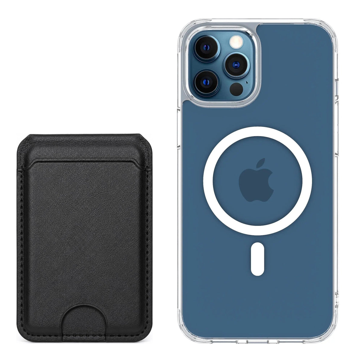 magcase-clear iPhone 12 Pro Max Matching MagWallet Bundle with MagWallet 3.0 Black