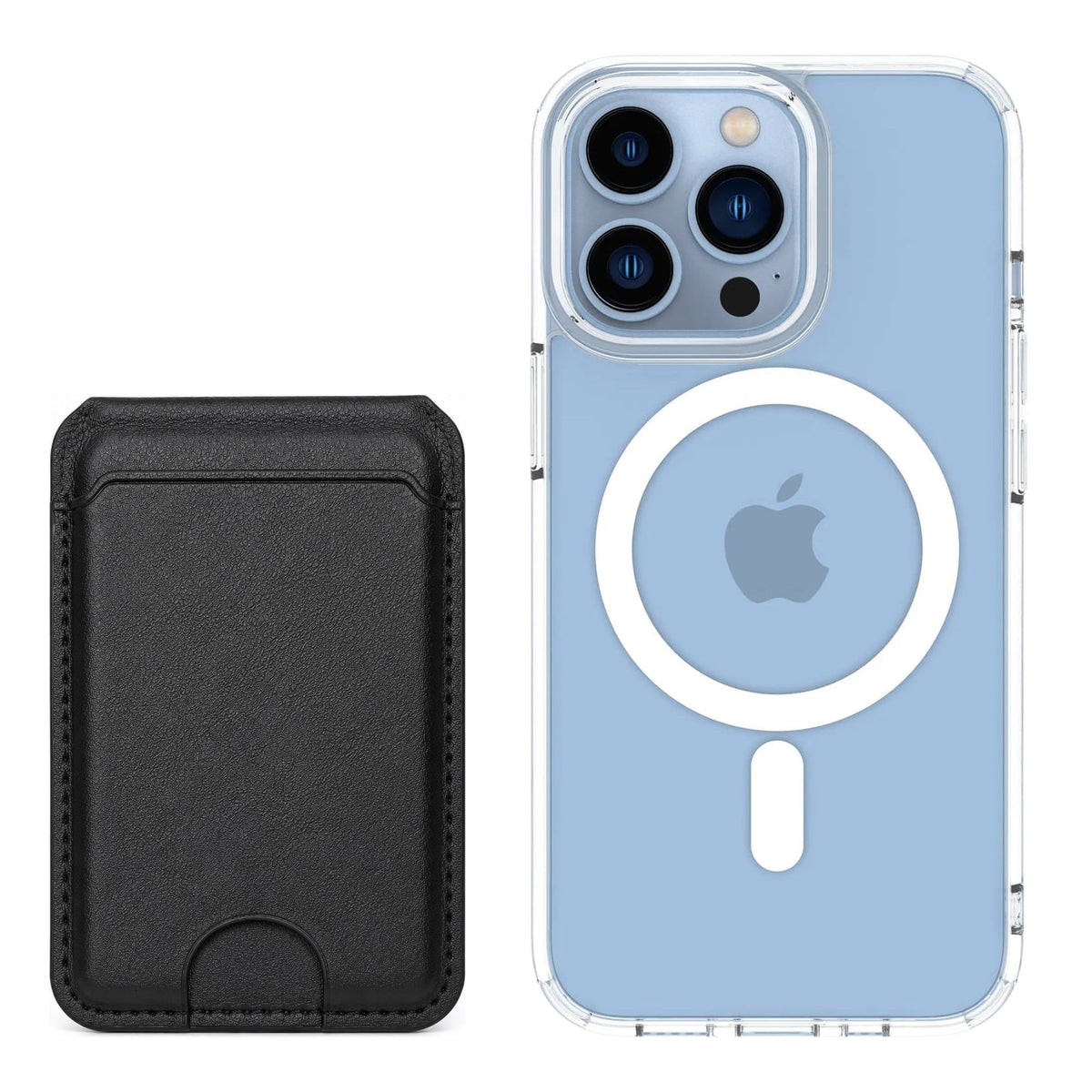magcase-clear iPhone 13 Pro Matching MagWallet Bundle with MagWallet 3.0 Black