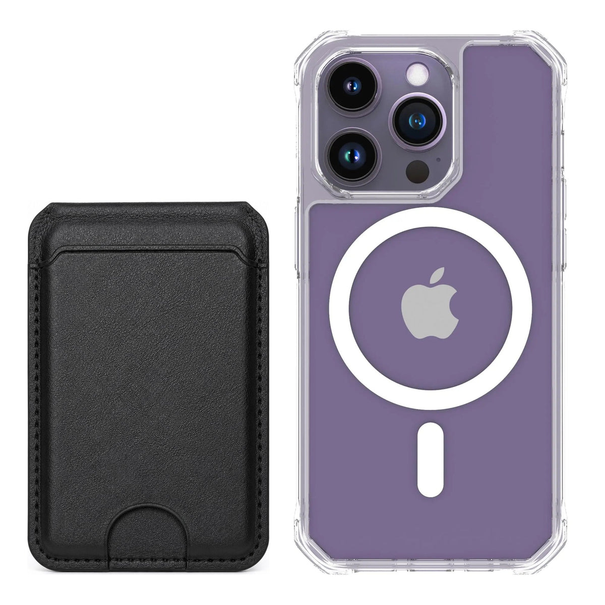 magcase-clear iPhone 14 Pro Matching MagWallet Bundle with MagWallet 3.0 Black