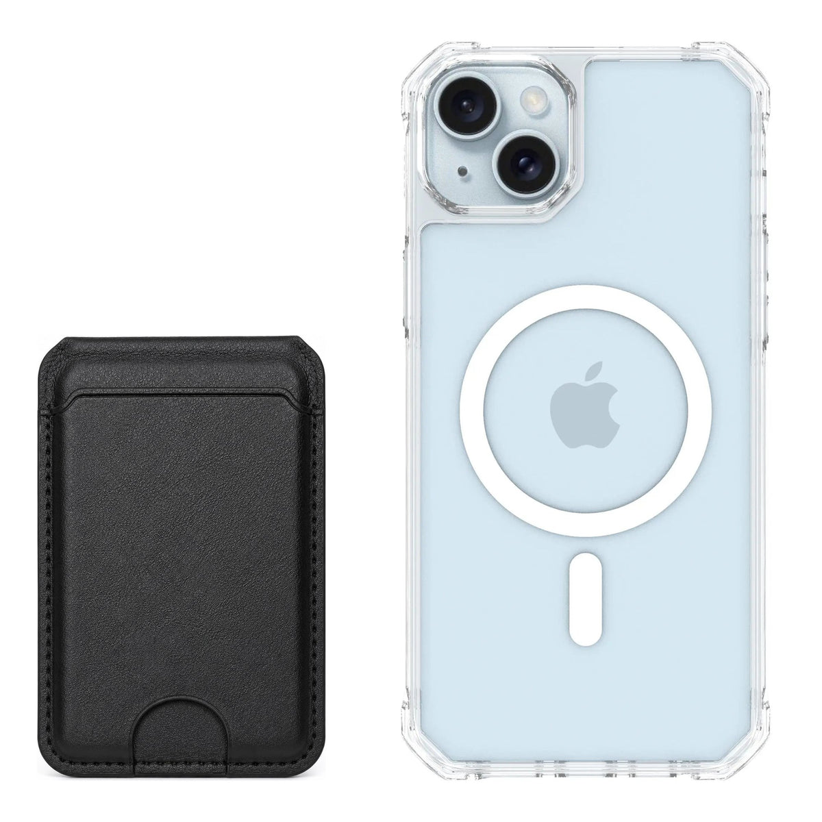 magcase-clear iPhone 15 Plus Matching MagWallet Bundle with MagWallet 3.0 Black