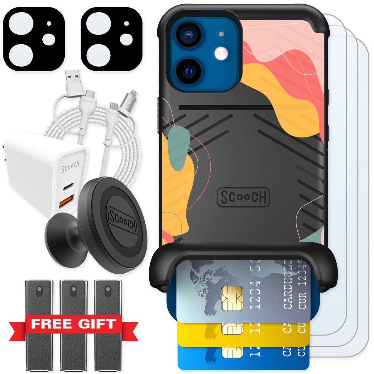 Scooch Wingmate Abstract Pastel for iPhone 12 mini — Ultimate Bundle