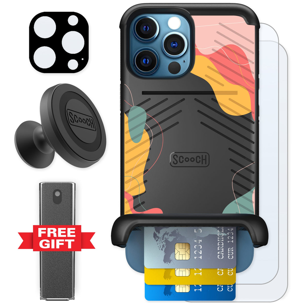 Scooch Wingmate Abstract Pastel for iPhone 12 Pro — Defender Bundle