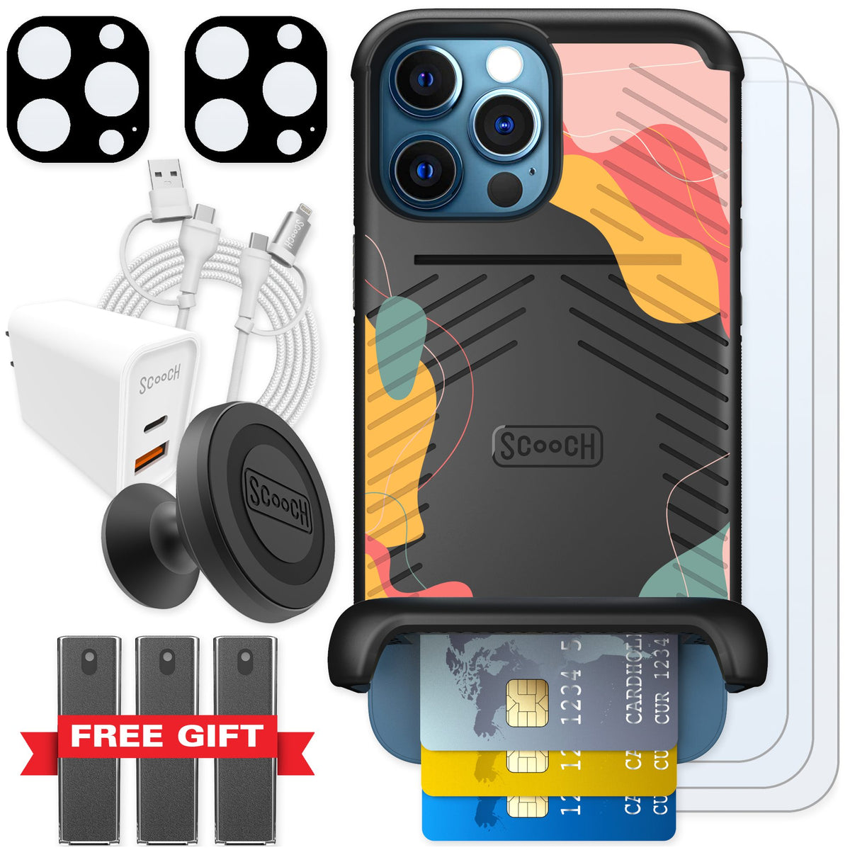 Scooch Wingmate Abstract Pastel for iPhone 12 Pro — Ultimate Bundle