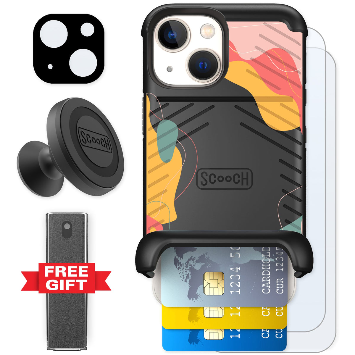 Scooch Wingmate Abstract Pastel for iPhone 13 mini — Defender Bundle