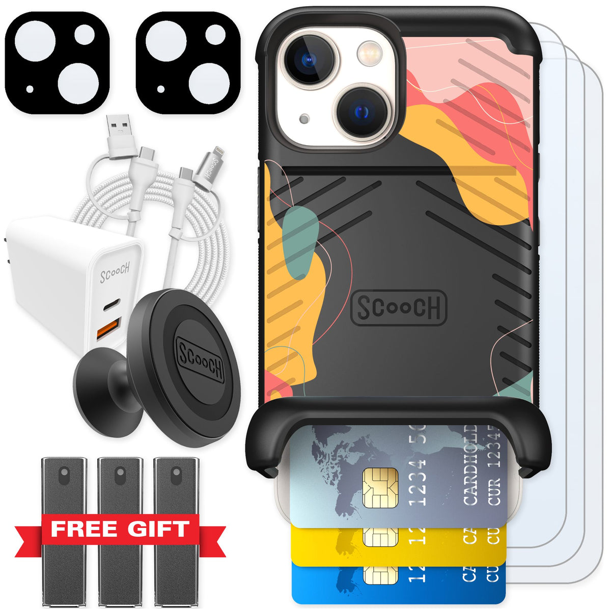 Scooch Wingmate Abstract Pastel for iPhone 13 mini — Ultimate Bundle