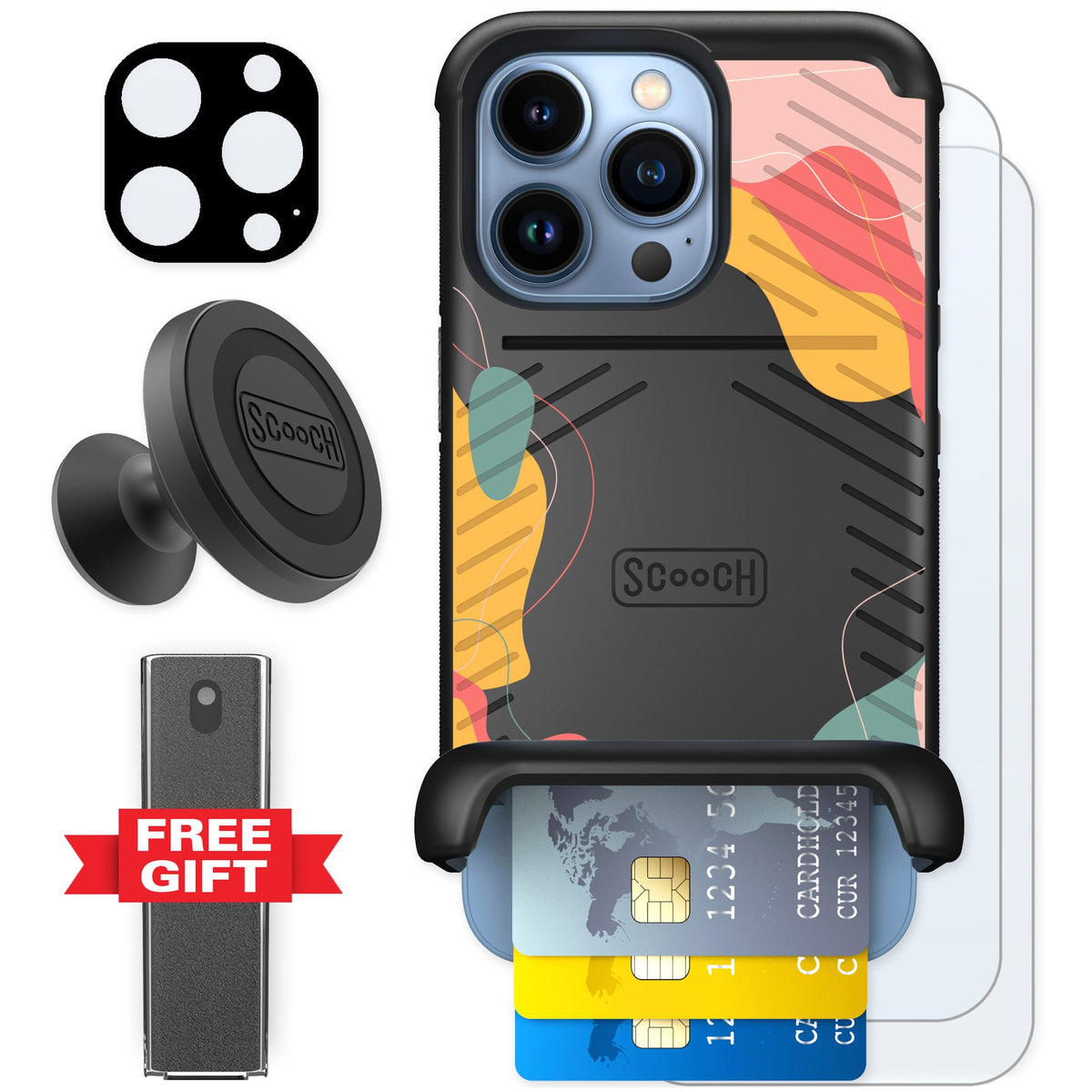 Scooch Wingmate Abstract Pastel for iPhone 13 Pro — Defender Bundle