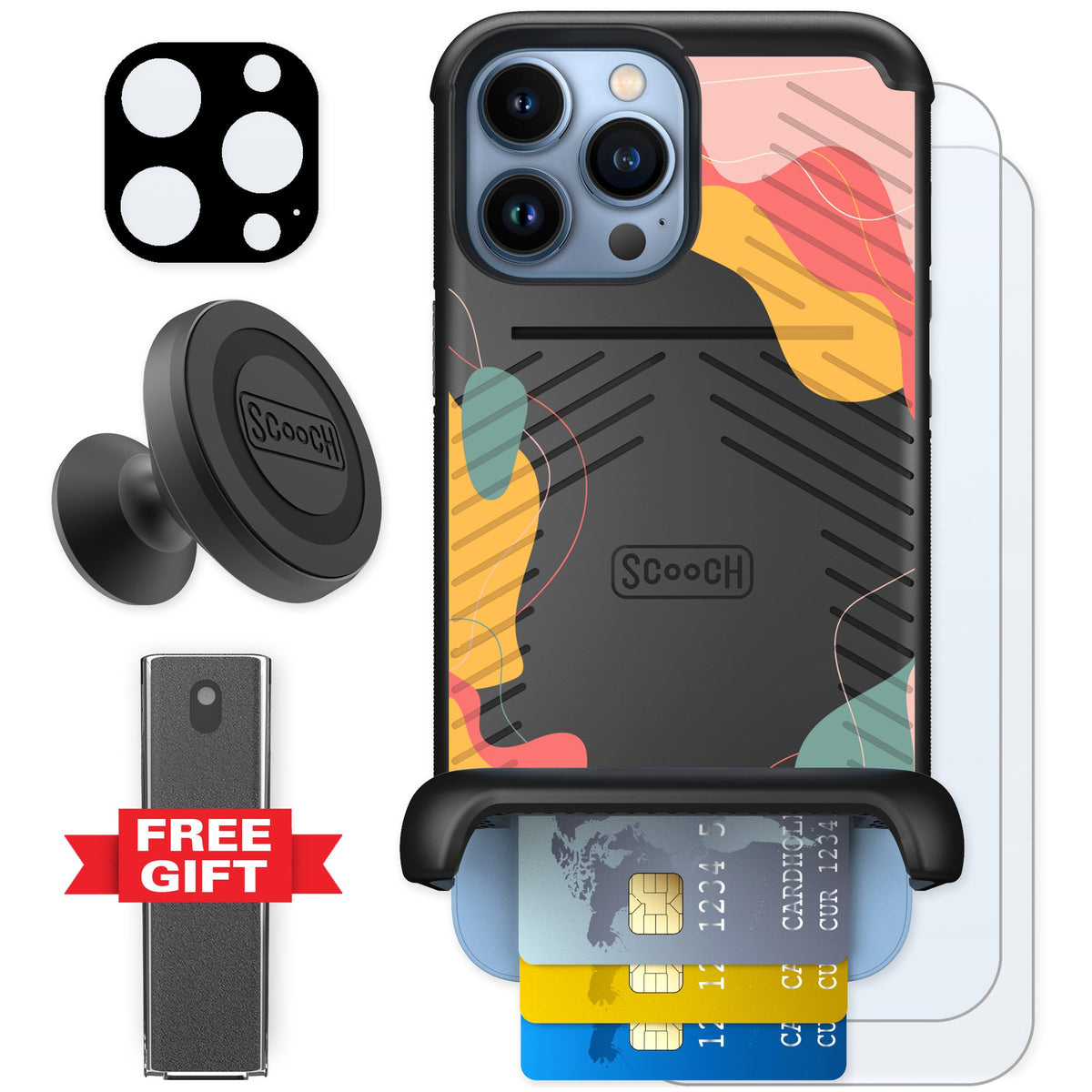 Scooch Wingmate Abstract Pastel for iPhone 13 Pro Max — Defender Bundle