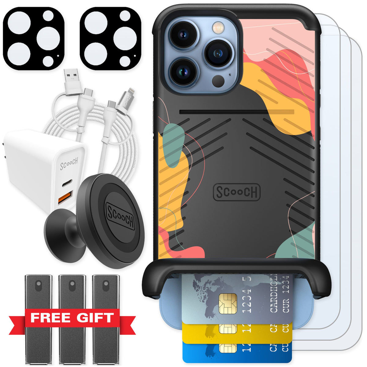 Scooch Wingmate Abstract Pastel for iPhone 13 Pro Max — Ultimate Bundle