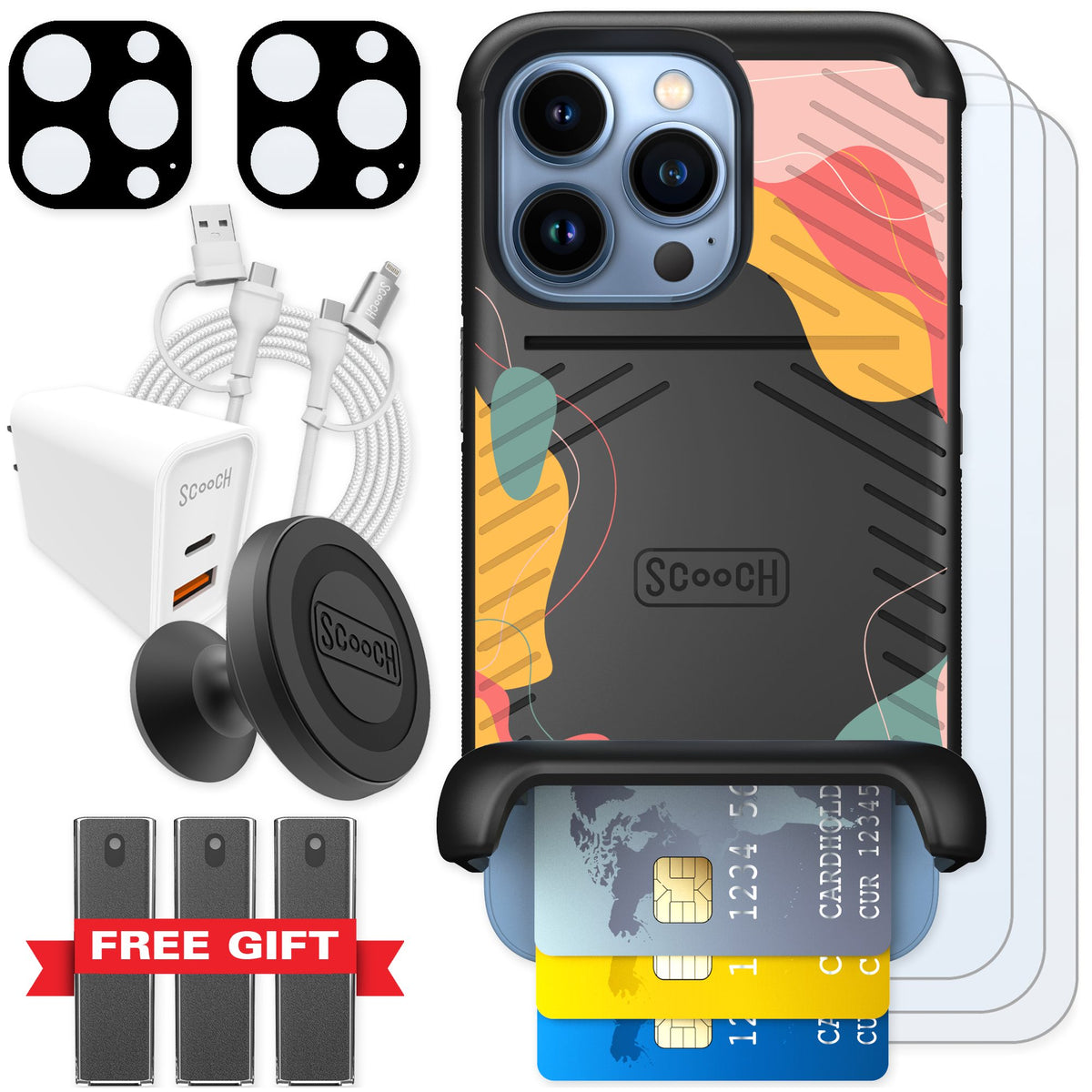 Scooch Wingmate Abstract Pastel for iPhone 13 Pro — Ultimate Bundle