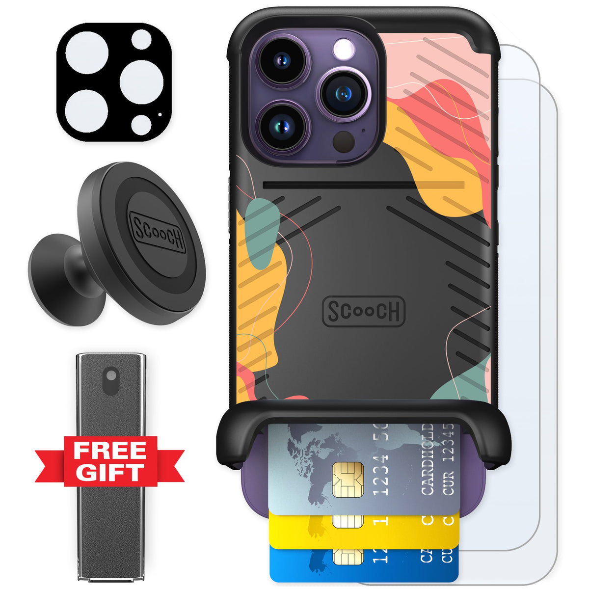 Scooch Wingmate Abstract Pastel for iPhone 14 Pro — Defender Bundle