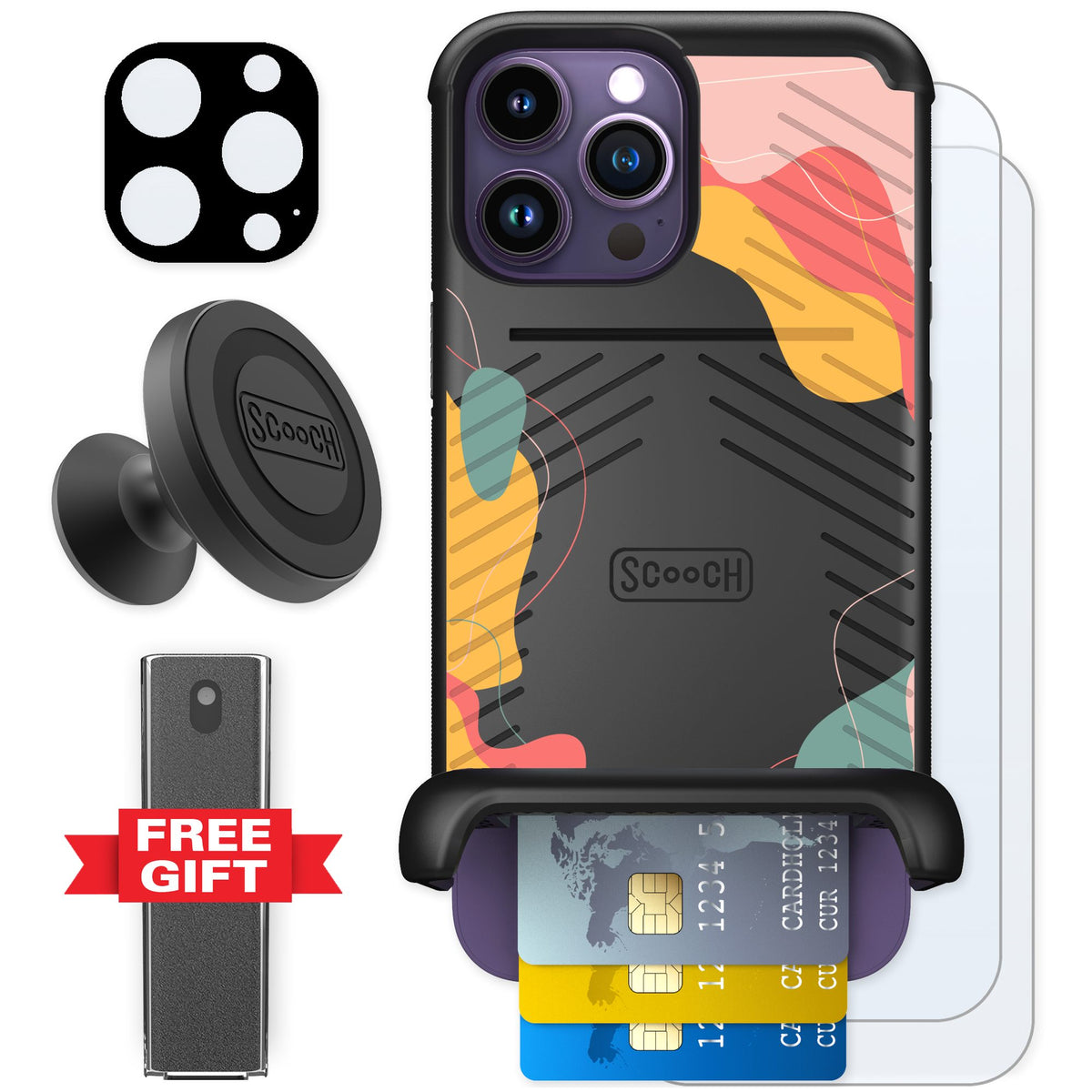 Scooch Wingmate Abstract Pastel for iPhone 14 Pro Max — Defender Bundle