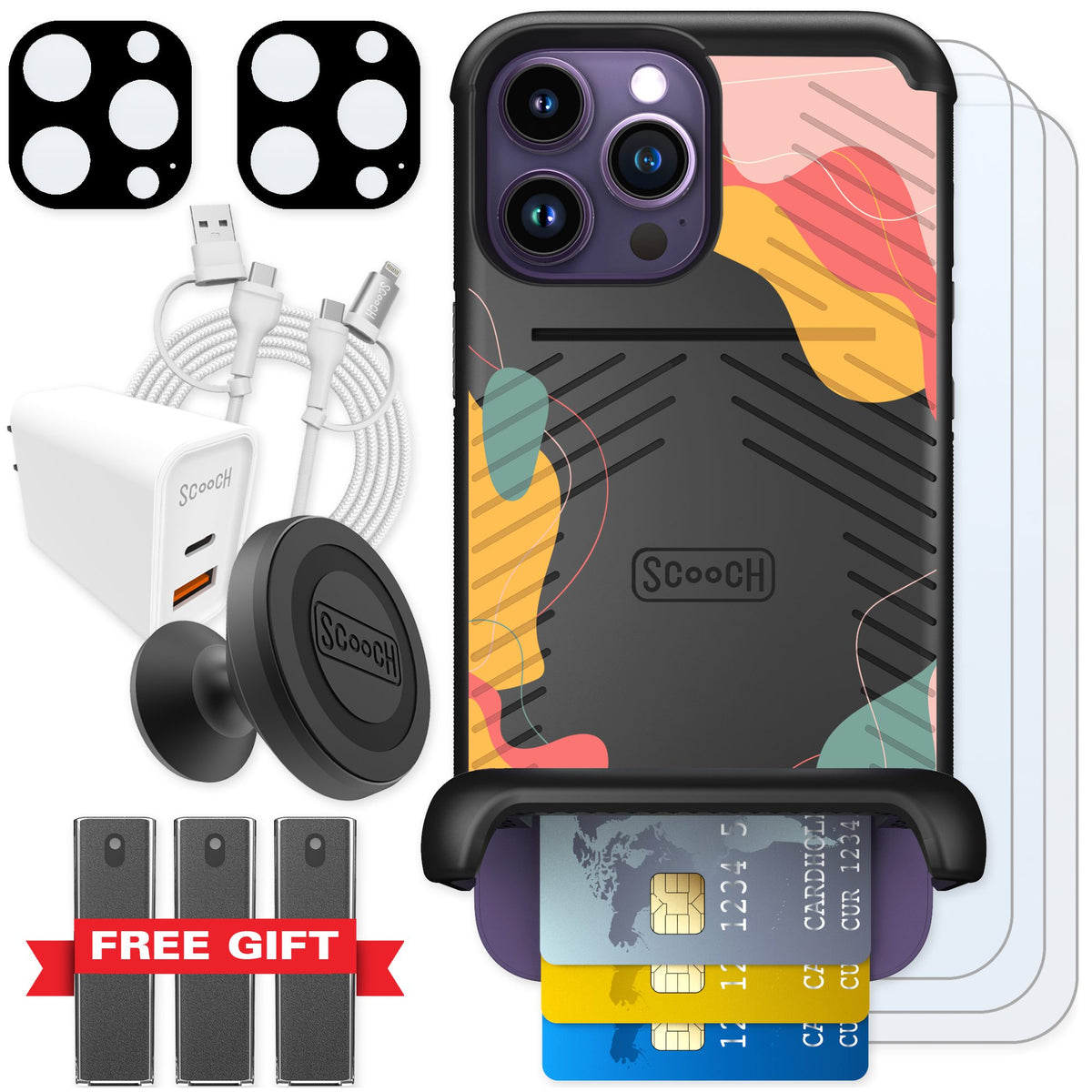 Scooch Wingmate Abstract Pastel for iPhone 14 Pro Max — Ultimate Bundle