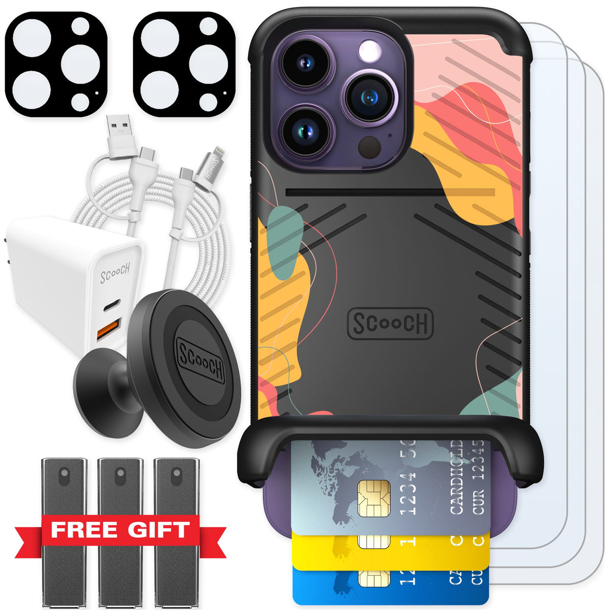 Scooch Wingmate Abstract Pastel for iPhone 14 Pro — Ultimate Bundle